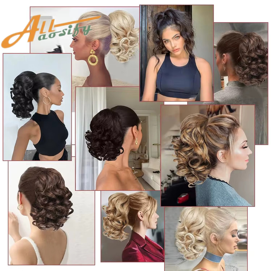 allaosify Clip-in-Haarverlängerungen Pferdeschwanz-Extensions, Damen - Bild 3