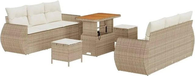 vidaXL Garten-Sofa-Set 9-teilig aus Poly-Rattan in Beige - Bild 1