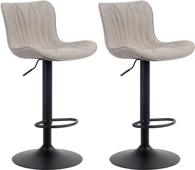 2er Set DELUKE Barhocker NIDOR in Taupe mit Stepp-Muster, moderne Drehstühle mit Lehne und Stoffbezug, B/T/H: 48 x 54 x 83 cm - Bild 1