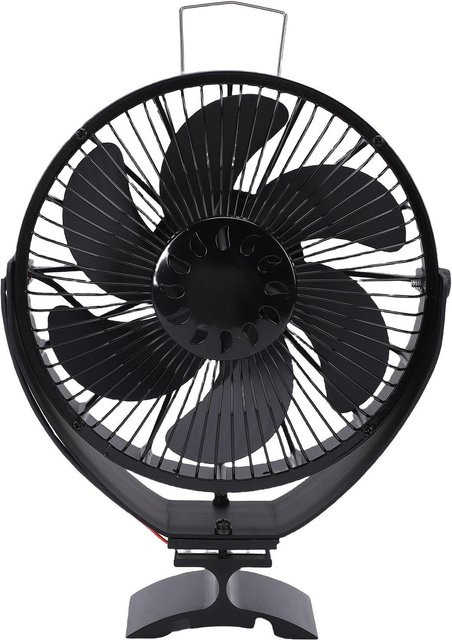 KONNWEI Holzofenventilator aus Aluminiumlegierung, wärmegetriebener Kaminventilator mit Schutzabdeckung, freistehend, schwarz - Bild 1