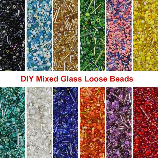 wlyees Glas Perlen, Runde Rohr, Weiß, Blau, Unisex - Bild 1