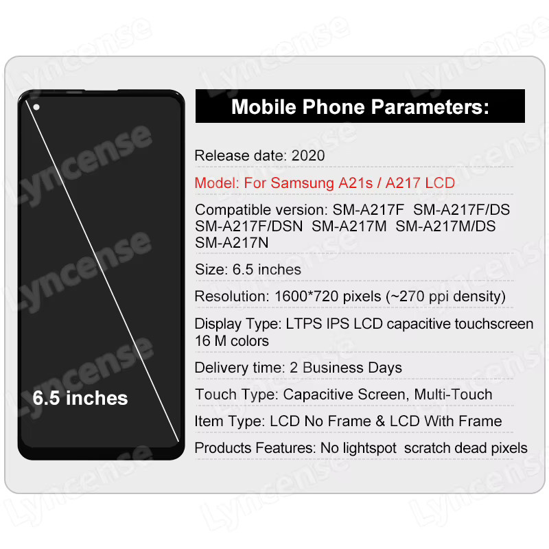 Samsung Galaxy A21S LCD Touchscreen Digitizer Display mit 6,5 Zoll in Schwarz für A217F A217F/DS A217H - Bild 2
