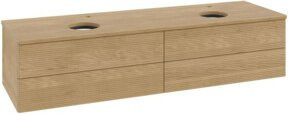 V&B Waschtischunterschrank Antao mit Frontstruktur und LED-Beleuchtung, Farbe Honig Eiche, B: 160 cm, T: 50 cm - Bild 1
