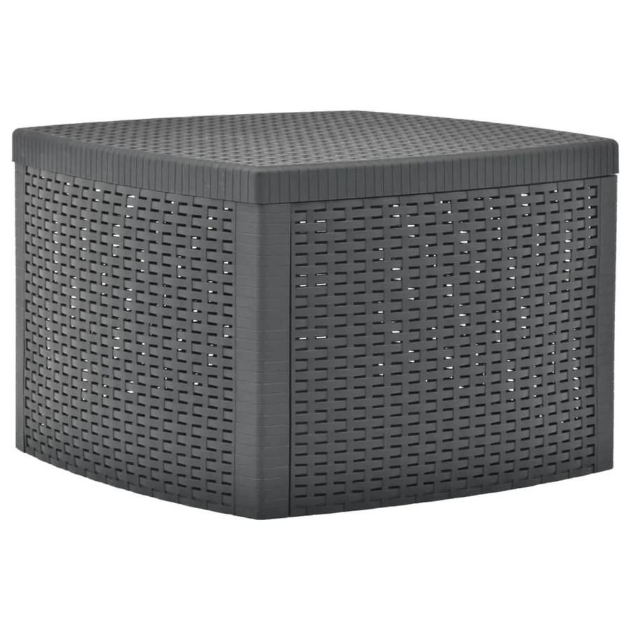 vidaXL Beistelltisch in Anthrazit mit Rattan-Optik aus Kunststoff, B/T/H: 54 x 54 x 36,5 cm - Bild 2