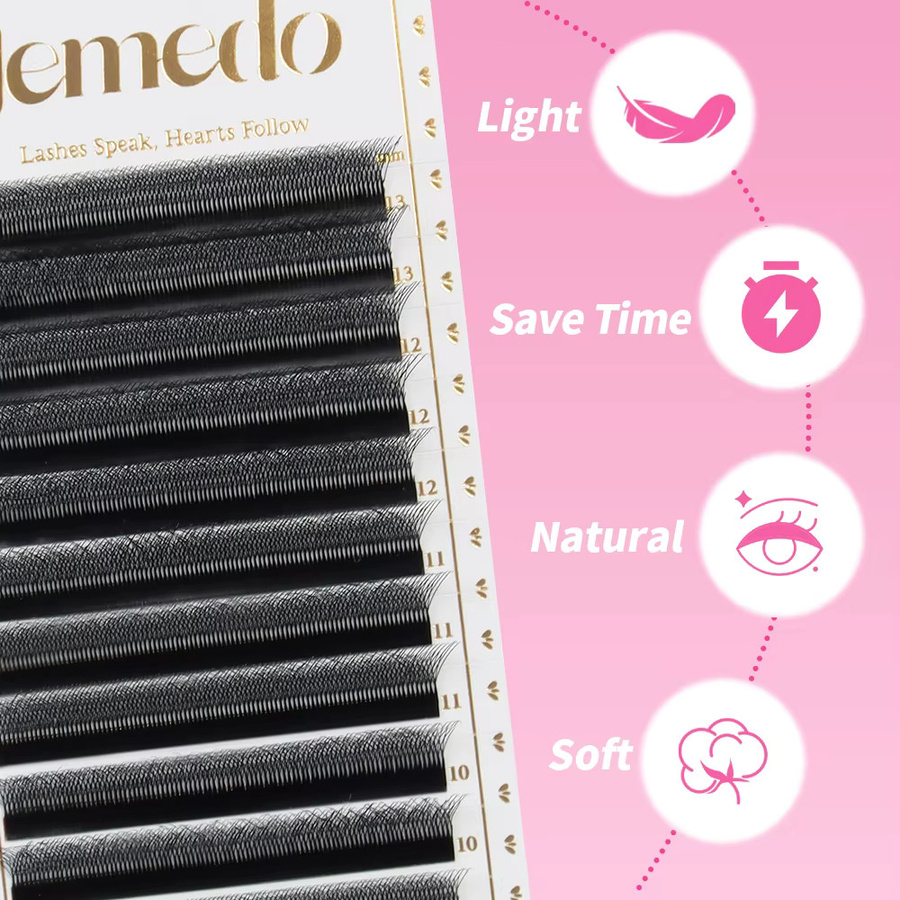 JEMEDO W-Shape Wimpernverlängerungen, 5D, 0,07 mm, Black, C/D/M-Curl - Bild 2