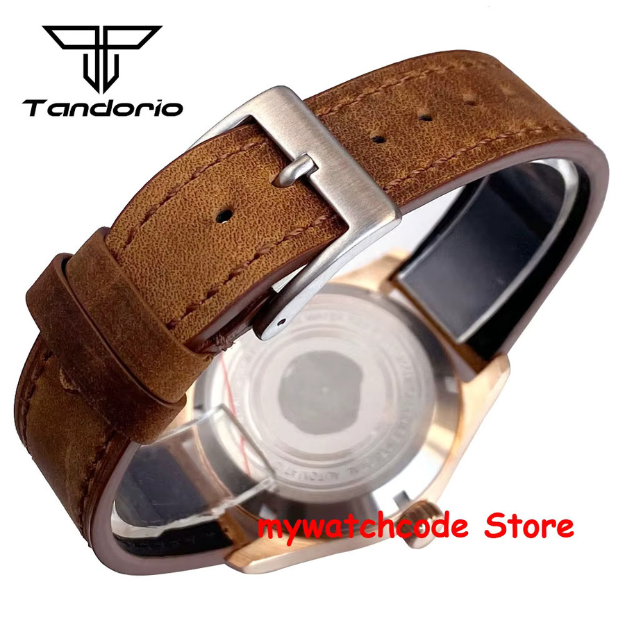 Tandorio Armbanduhr Bronze, Automatik, Leder, Schwarz, Herren - Bild 5
