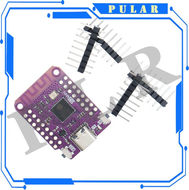 ESP32-S2 Mini WIFI IoT Board mit 4MB Flash und USB-C Anschluss, lila - Bild 1