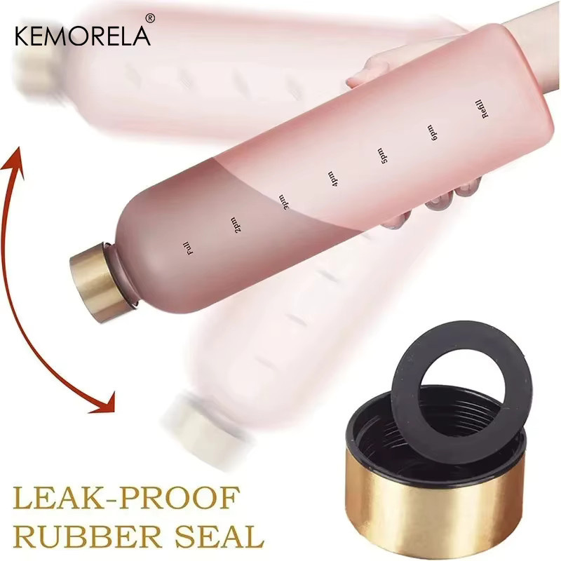KEMORELA Wasserflasche mit Zeitmarkierung in Weiß, 1 l, motivierend, BPA-frei und auslaufsicher für Sport und Outdoor - Bild 2