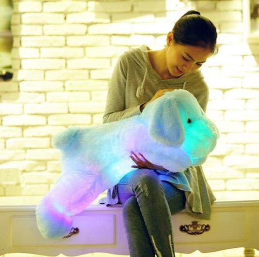 Binchi Fitness Liegender Hund Plüschtier, Blau, mit LED-Licht, ab 12 Jahren - Bild 1