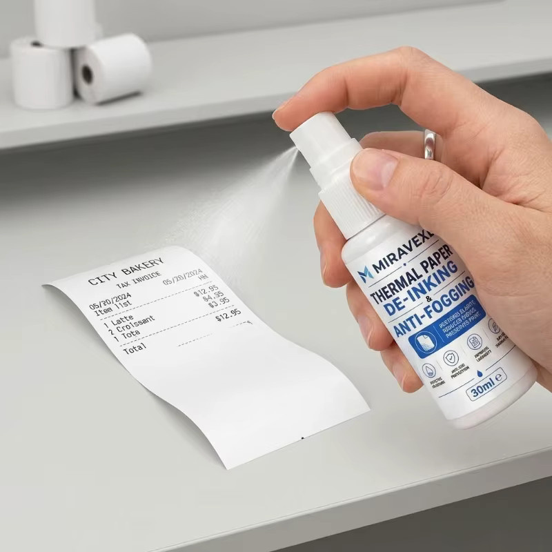 Datenschutz-Thermo-Beleglöschspray zur sofortigen Tintenentfernung für Thermopapier-Etiketten und Belege in Weiß - Bild 2