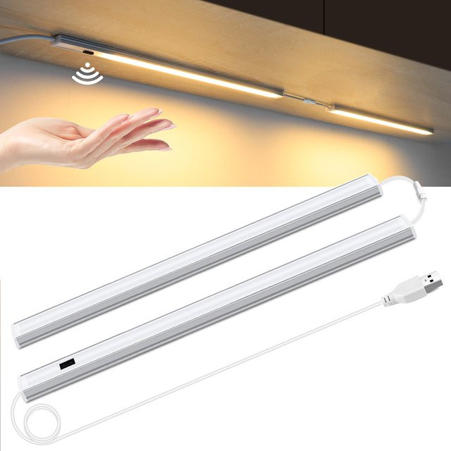Rybakov LED Nachtlicht mit Bewegungssensor aus Aluminium, weiß, USB-betrieben, Wandlampe für Küche und Schrank - Bild 1