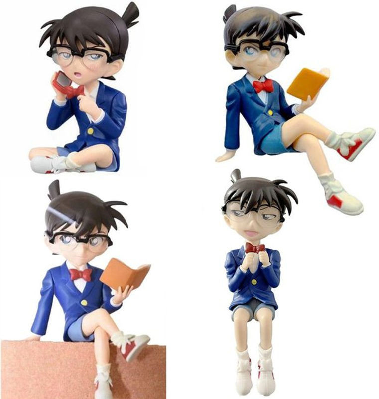 Bandai Anime Detektiv Conan Actionfigur in Blau, Sitzende Pose mit Buch und Telefon aus Kunststoff - Bild 1