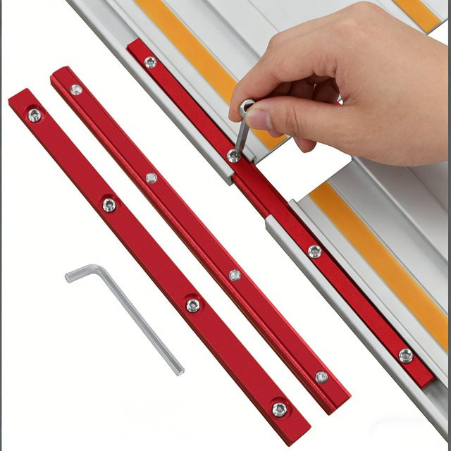 FNICEL Schienenverbinder-Set mit Schrauben in Rot für die Holzbearbeitung und Tischkreissägen - Bild 1