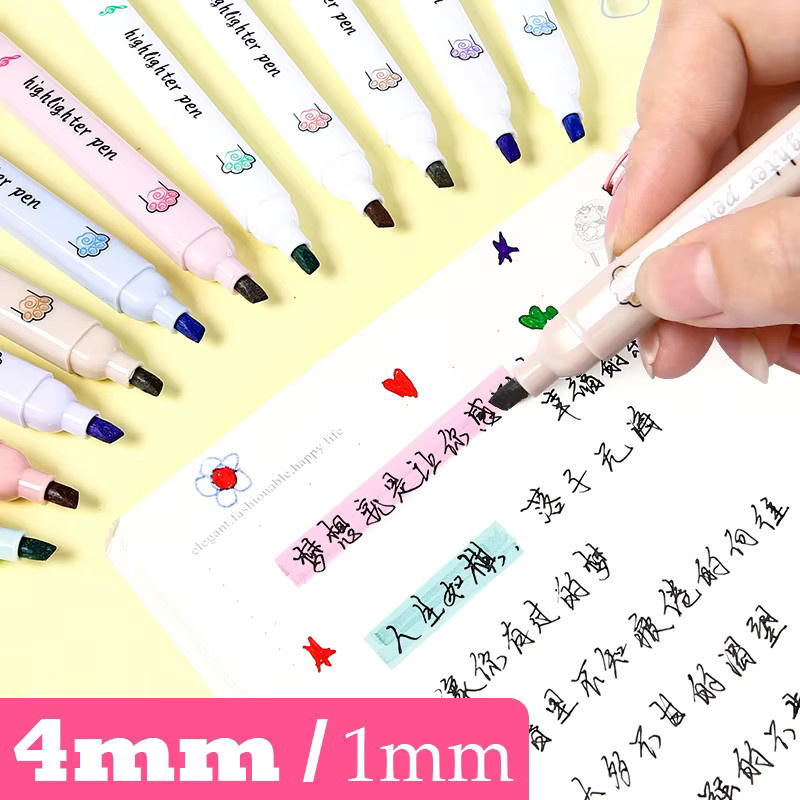 6-teiliges Kawaii Textmarker Set in Pastellfarben, bunte koreanische Marker mit Keilspitze für Schule und Büro, Mehrfarbig - Bild 2