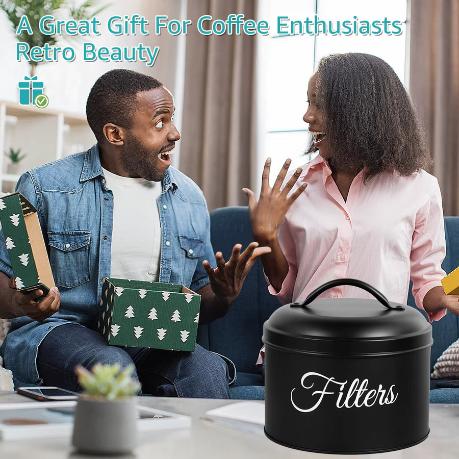 Willstar Kaffeefilterhalter aus Metall in Schwarz, runder Aufbewahrungskorb für die Theke, Breite: 15,5 cm, Tiefe: 15,0 cm - Bild 4