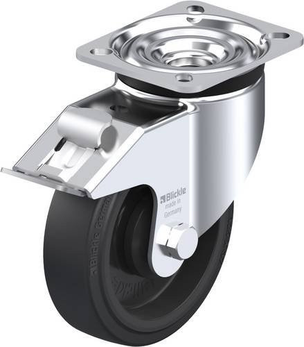 Blickle Lenkrolle LK-POEV 125KA-1-FI mit Feststeller in Schwarz und Silber, Rad-Durchmesser: 125 mm, Tragfähigkeit: 250 kg - Bild 1