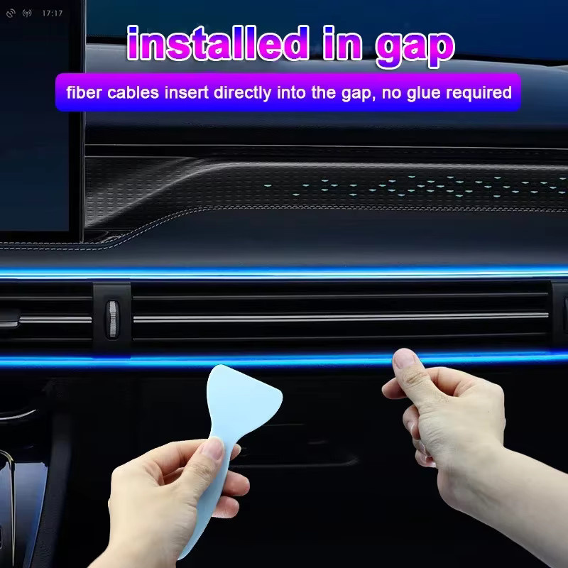 RGB LED Ambientebeleuchtung für dein Auto mit App-Steuerung und USB-Anschluss, unsichtbarer Fiber Optic Lichtstreifen in Multicolor - Bild 3