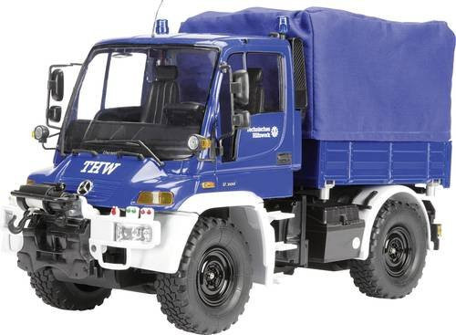 Carson Modellsport Unimog U300 THW RC Modellauto Elektro Einsatzfahrzeug Blau im Maßstab 1:12 - Bild 1