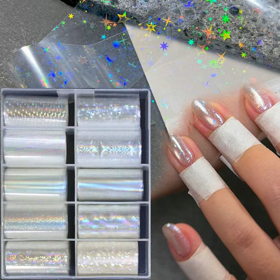 MAFANAILS Nagelfolie Aurora Laser Glas Fragment, 10 Rollen, Klar, Glänzend - Bild 2