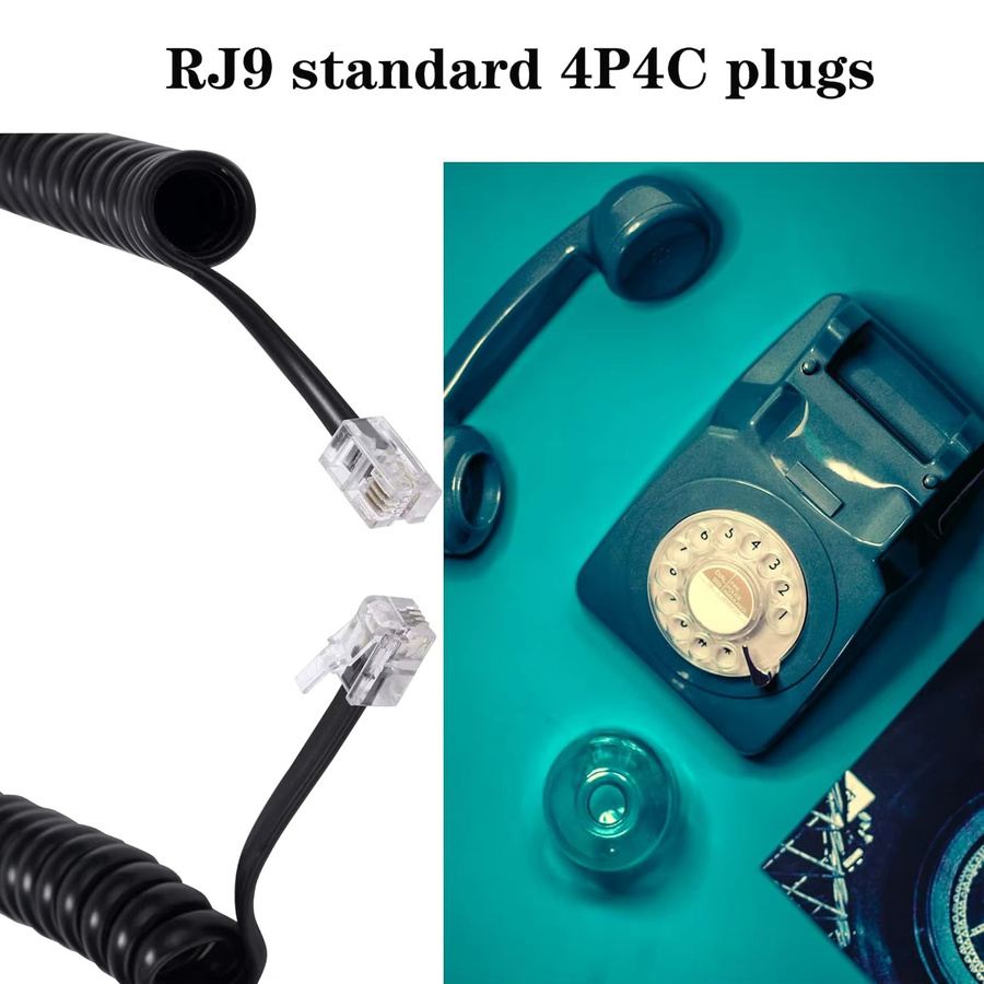 Ninth World RJ9 4P4C Telefonkabel-Entwirrer mit 360 Grad Drehung, 2,44 m langes Telefon-Handset-Kabel in Schwarz und Rot - Bild 2