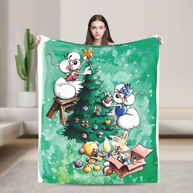 Diddl Cartoon Überwurfdecke Rote Liebe, weiche Fleece-Tagesdecke für Sofa und Bett - Bild 1