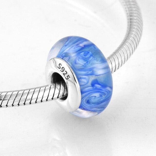 Wucifang Jewelry Charms, 925 Sterling Silber, rosa Herz Murano Glasperlen, Unisex - Bild 1