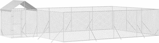 vidaXL Outdoor-Hundezwinger mit Dach aus verzinktem Stahl in Silber B/T/H: 10 x 6 x 2,5 m - Bild 1