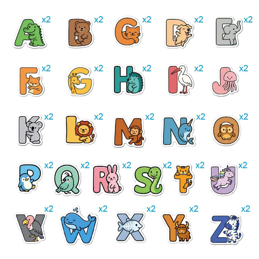 Tier-Alphabet-Aufkleber, 52 Stück, multicolor - Bild 2