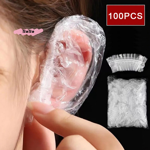 100 Stück Einweg-Haarfärbe-Ohrabdeckungen, wasserdichter Gehörschutz, Unisex - Bild 1