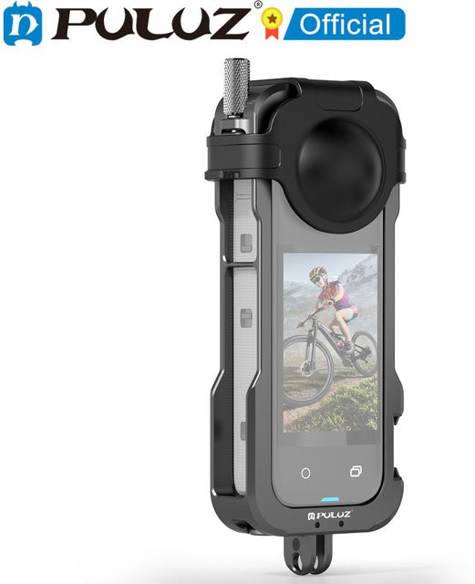 PULUZ Metall-Schutzkäfig-Rig Gehäuserahmen mit Objektivabdeckung für Insta360 X4 in Schwarz - Bild 1