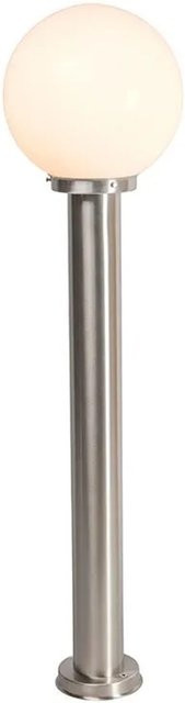 QAZQA Moderne Außenleuchte Sfera Pfahlleuchte aus Edelstahl und Kunststoff in Weiß und Silber, Höhe: 100 cm, IP44, E27 - Bild 1