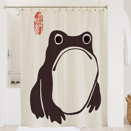 Baifenbai Home Furnishing Duschvorhang Frosch im asiatischen Stil Tinte, wasserdicht, B: 120 cm, H: 180 cm