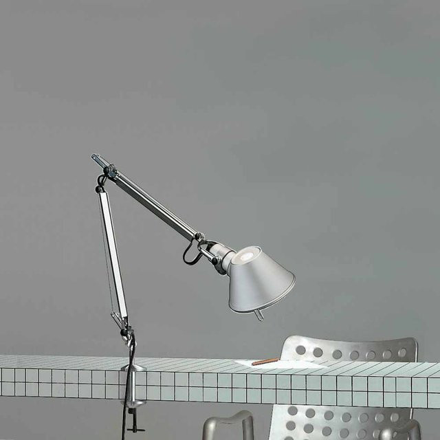 Artemide Tolomeo Micro Tavolo LED-Tischleuchte mit Klemme aus Aluminium in Silber mit warmweißem Licht (3000K) - Bild 1