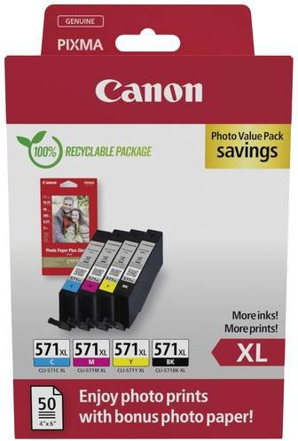Canon CLI-571XL Photo Value Pack Original Tintenpatronen Kombi-Set Schwarz, Cyan, Magenta, Gelb - Bild 1