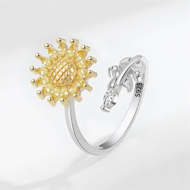 YULIN Ring, Sonnenblumen, Kristall, Kupfer, Bicolor, Damen - Bild 1