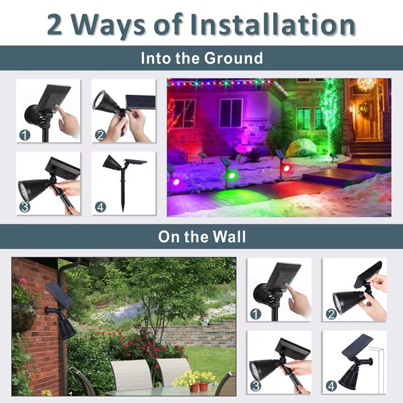 DOUWENXI Solar LED Gartenleuchte mit 7 LEDs wasserdichte Outdoor Beleuchtung für Terrasse und Gehweg - Bild 2