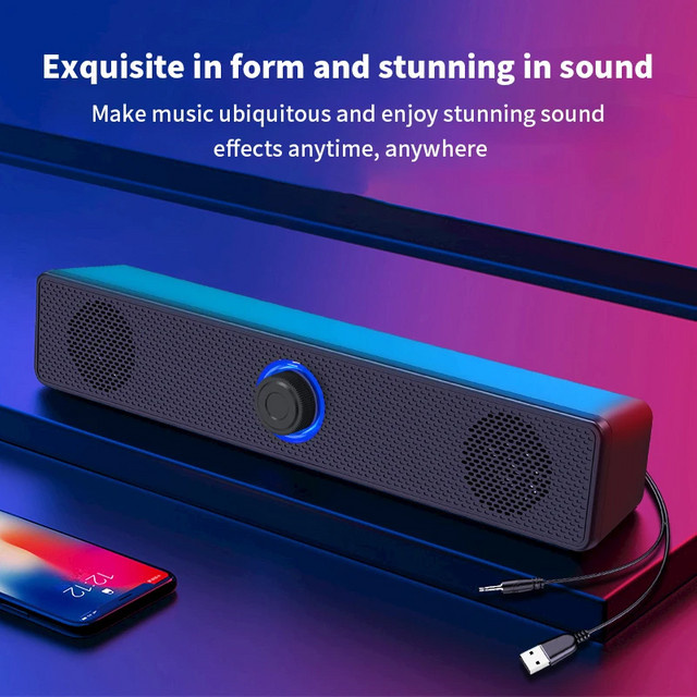 Salange Desktop-Doppellautsprecher in Schwarz mit 3D-Stereo-Sound, Bluetooth und AUX, USB-betrieben für Laptop und Fernseher - Bild 1