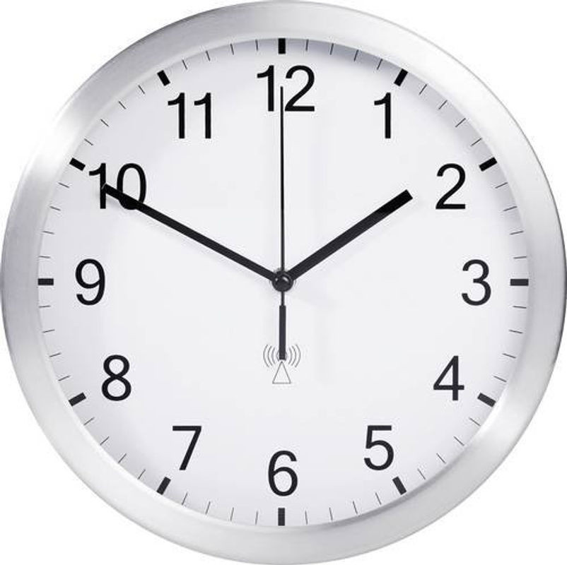 TFA Dostmann Funk Wanduhr Analog aus Metall in Silber und Weiß, B/H: 25 x 4 cm - Bild 1