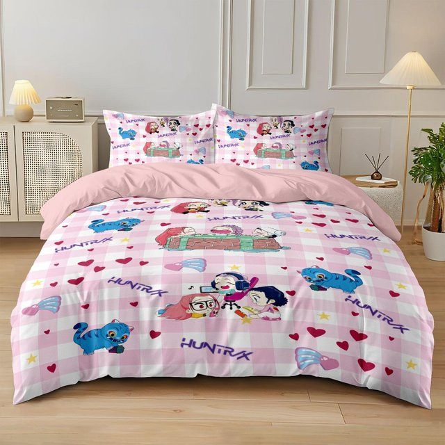 3-teiliges Lodestar K-Pop Dämonenjäger Bettwäscheset aus Mikrofaser in Pink, bestehend aus Bettbezug und Kissenbezügen, Breite: 240 cm, Tiefe: 220 cm - Bild 1