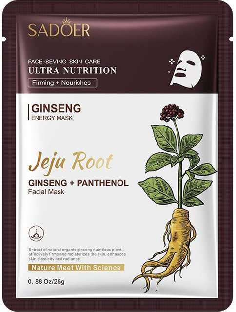 SADOER Ginseng Rhizom-Maske, Aloe Vera, Kollagen, Normale Haut - Bild 1