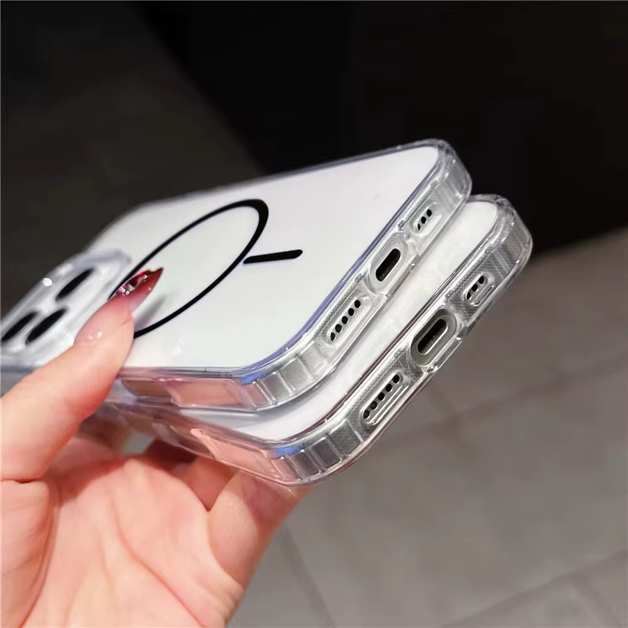 Transparente MagSafe Schutzhülle aus Hart-PC für iPhone 11 bis iPhone 17 Pro Max, ultraschlanke magnetische Handyhülle in Schwarz und Transparent - Bild 3