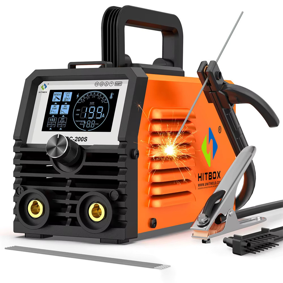 HITBOX ARC200S Tragbarer Mini-IGBT-Inverter-Schweißer 2-in-1 ARC MMA Lift TIG Schweißgerät in Orange mit LED-Display und VRD-Funktion - Bild 5
