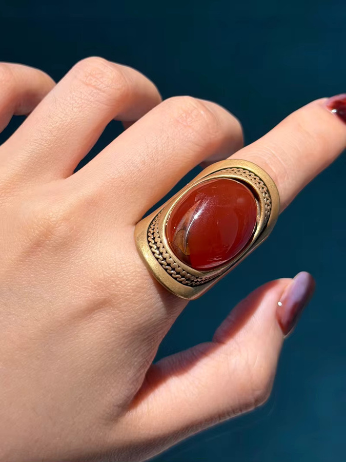 Icareu Ring, natürlicher Stein, rot, oval, Damen - Bild 4