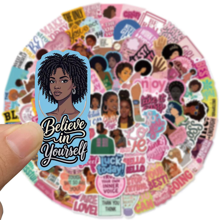 PickJoy Motivationsaufkleber für Frauen mit Afro-Zitaten, 100 Stück, Schwarz und Mehrfarbig - Bild 2
