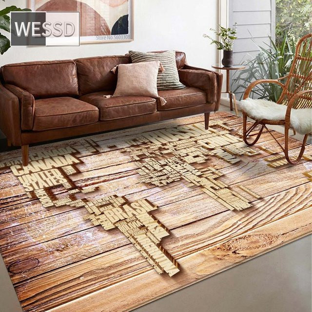 ZZ HOME Retro Weltkarte 3D Teppich aus Polyester, rutschfest und weich, Mehrfarbig, Breite: 60 cm, Länge: 90 cm - Bild 1