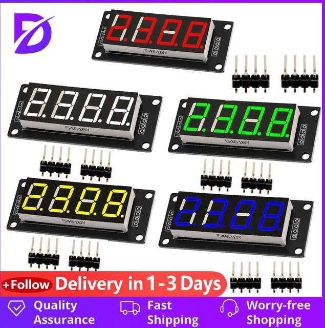 diymore TM1637 Modul 0,56 Zoll 7-Segment Digitalanzeige LED-Modulplatine für Arduino in Rot, Grün, Blau oder Weiß - Bild 1