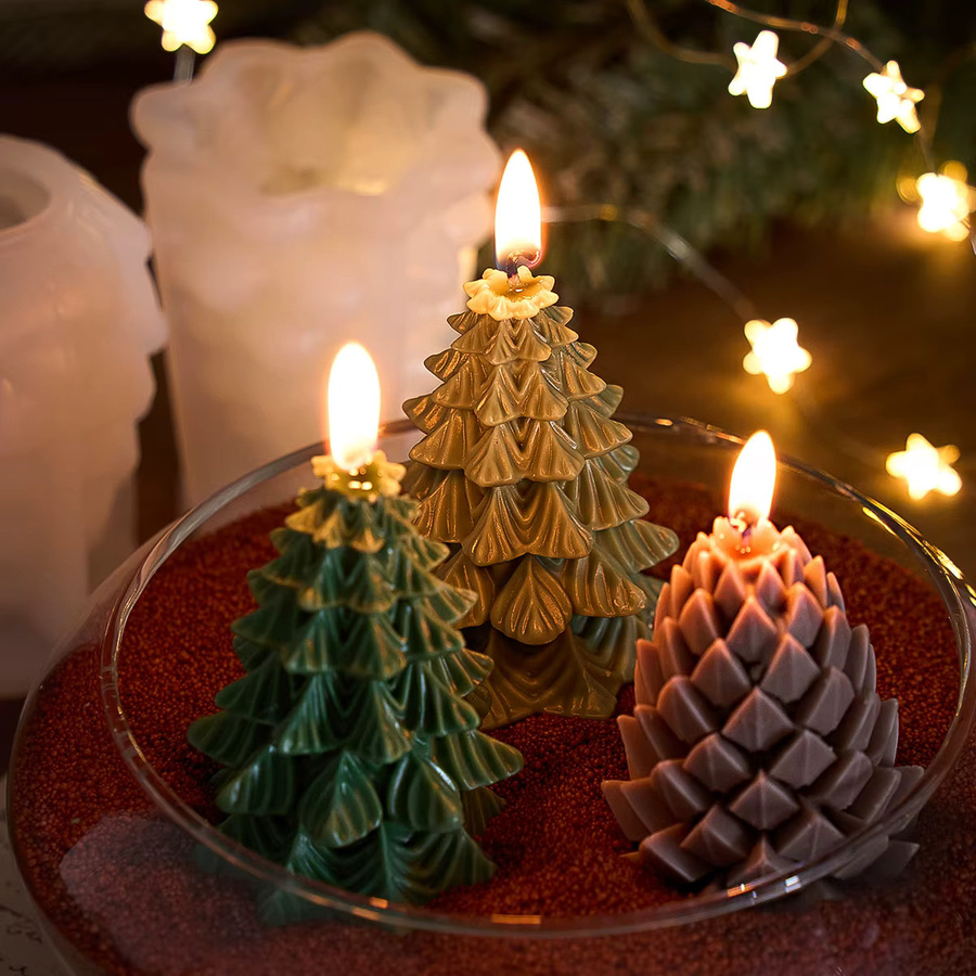 Silikonform Weihnachtsbaum mit großen Tannenzapfen für Kerzen aus Gips oder Beton von UDOCOOL - Bild 3