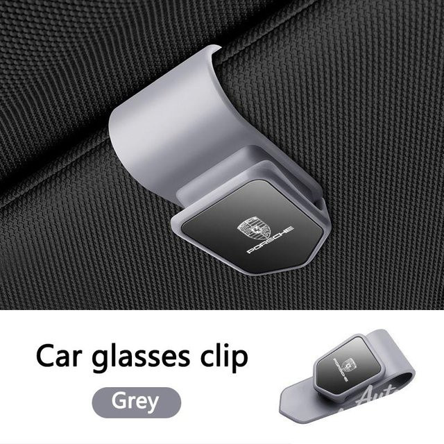 Sonnenblende Brillenhalter und Kartenhalter für Porsche Boxster Cayman Cayenne Macan Panamera in Grau - Bild 1