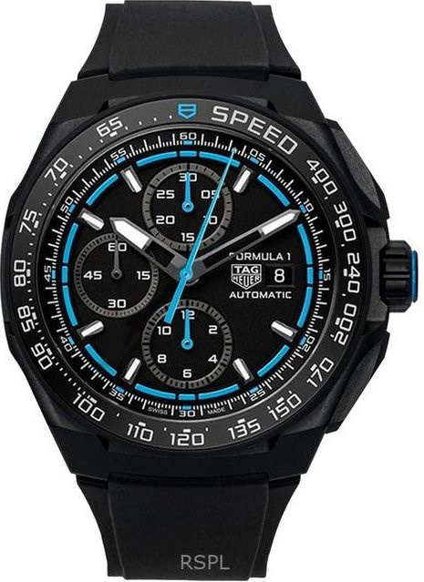 Tag Heuer Chronograph, Automatik, Kautschukarmband, Edelstahl, Schwarz, Herren - Bild 1