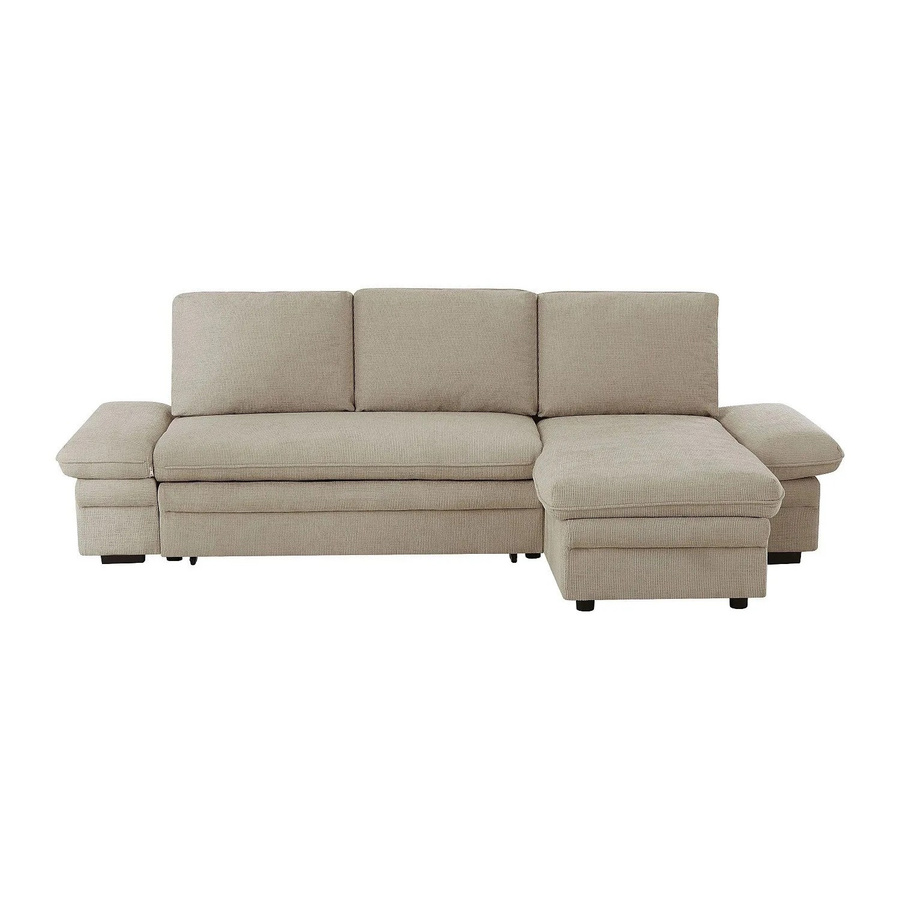 Vente-unique Schlafsofa Siviara in Beige mit Schlaffunktion und L-Form aus Chenille-Stoff, Breite: 258 cm, Tiefe: 146 cm, Höhe: 85 cm - Bild 2